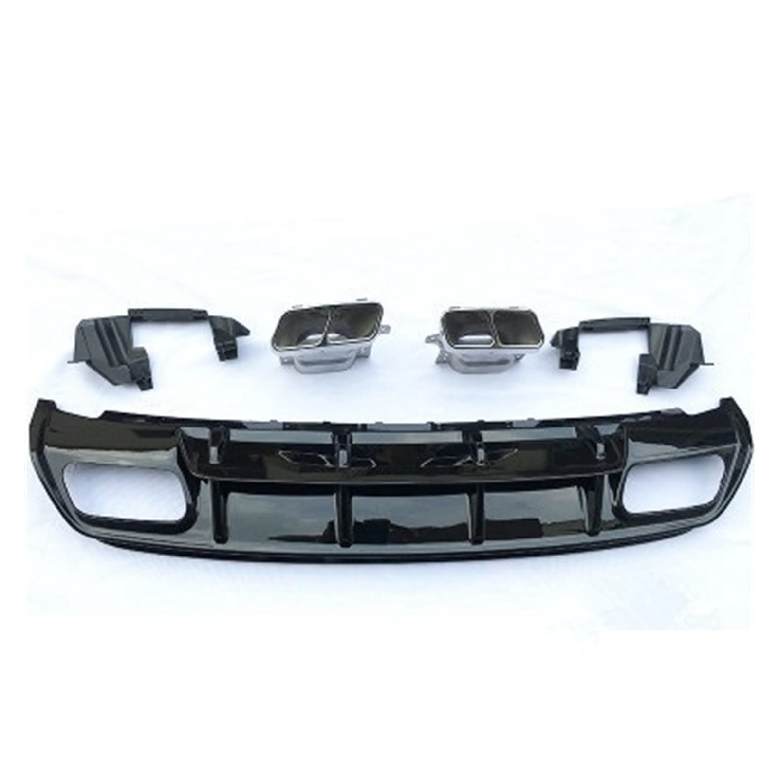 Alettone Paraurti Diffusore Posteriore per Mercedes W176 Classe A A180 A200 A250 Sport Edition con Punte di Scarico in Acciaio Inossidabile 15-17 A45 AMG ABS Spoiler Posteriore (Colore : Nero)