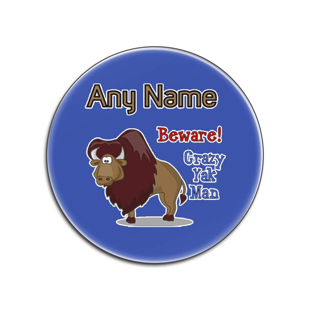 Sous-verres Crazy Yak Man bleus ronds personnalisables en lot de 4