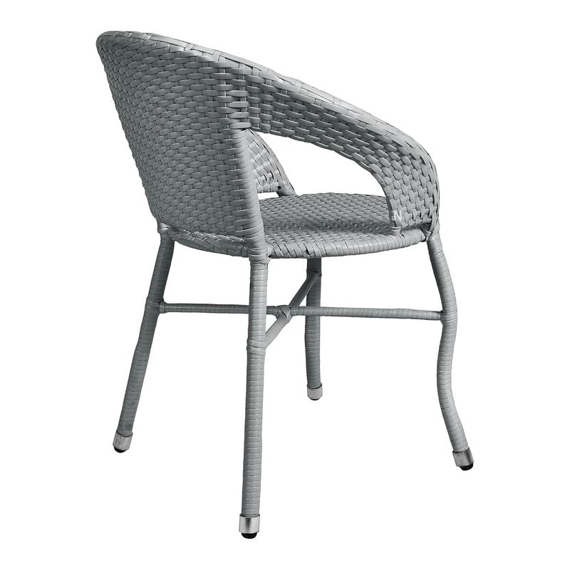 Image of Amazon Brand - Solimo Rattan Wicker 4 Seater Patio Seating Set | 4 Chair and 1 Square Glass Topped Table Set | Coffee Table Furniture for Balcony, Garden, Terrace, Indoor, Outdoor Use (Grey)