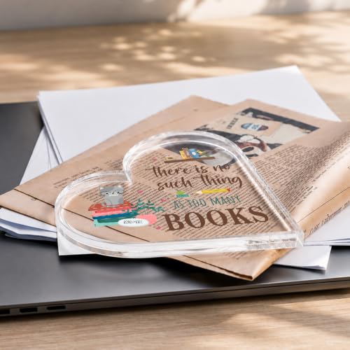 Book Lovers Gifts for Women, Bookish Gifts Acrylic Heart Plaque Paperweight - Image 4
