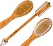 Bath Blossom Bamboo Bath Body Brush Extra Long Handle Exfoliating Back Scrubber - Effective Back Brush Exfoliation and Skin Cellulite Brushes - Used for Wet or Dry Brushing For Men and Women