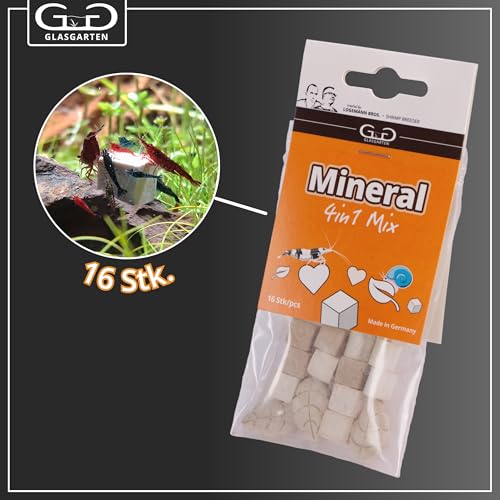 GlasGarten Mineral Mix | 16 STK. – Ergänzungsfutter/Mineralfutter für Ziergarnelen, Schnecken & Krebse, aus 100% natürlichen Zutaten mit Proteinen, Vitaminen, Eisen UVM.