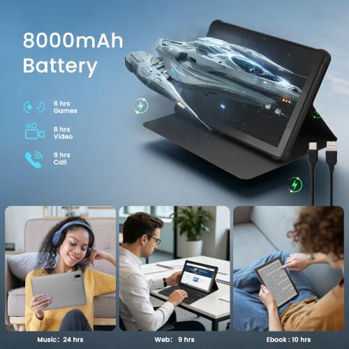 Paaxoo Android 16 Tablet, 25,7 cm (10,1 Zoll), HD IPS, 26 GB RAM, 128 GB ROM, WiFi（Grau – Ansicht 3
