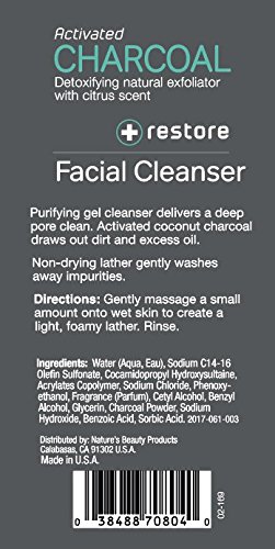 Nature’s Beauty Activated Charcoal Facial Cleanser, Made In Usa, Detoxifying Natural Cleanser With Citrus Scent, Revives And Refines Skin, Charcoal From Coconut Shell, For Men And Women - 6 Fl Oz #TOP5