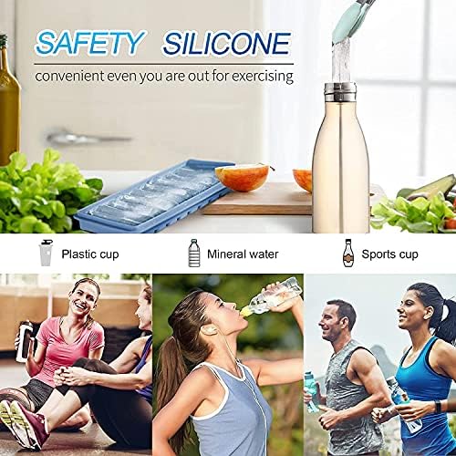 LessMo 3 Pack Ice Cube Tray, Easy Release Reusable Ice Cube, Silicone, With No-Spill Removable Lid, 10 Cavities, BPA Free, Ideal for Sports and Water Bottles, Whiskey,Cocktail