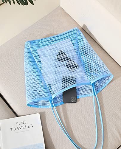 Image of Iioscre Mesh Beach Tote Bags for Womens,Large Causal Beach Hobo Bags for Beach Swimming Pools Beach Essentials