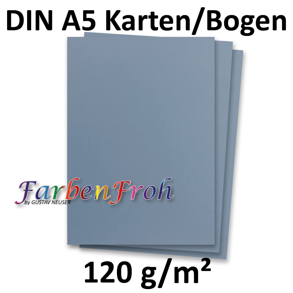 500 fogli DIN A5 di carta - Grigio-blu - 120 g/m² - 14,8 x 21 cm - Carta per artigianato, carta tonnata, carta per lettere - FarbenFroh by GUSTAV NEUSER