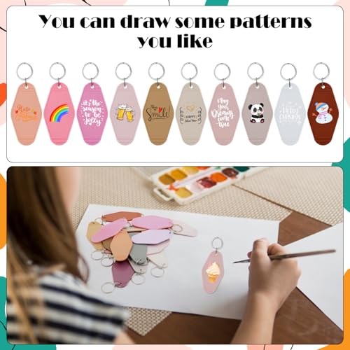 Image of LOTMER 20 /30 /40 /80 PCS Hotel Keychain Blank with Key Rings, 60 Colors Motel Key Chains for DIY Keychains