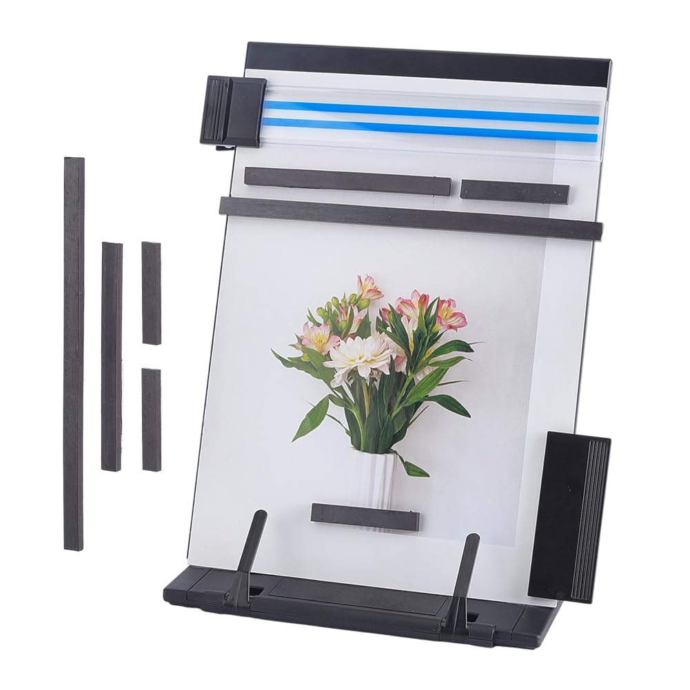 HOBBIESAY 1 Set Knitting Pattern Holder Foldable Knitting Chart Keeper with 4 Magnets Black Foldable Magnetic Cross Stitch Supplies and Accessories Cross Stitch Pattern Holder for Crochet