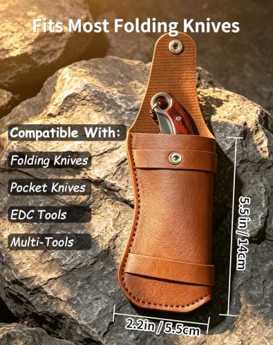 Pocket Knife Sheath, 2 PCS PU Leather Belt Knife Holders - 1