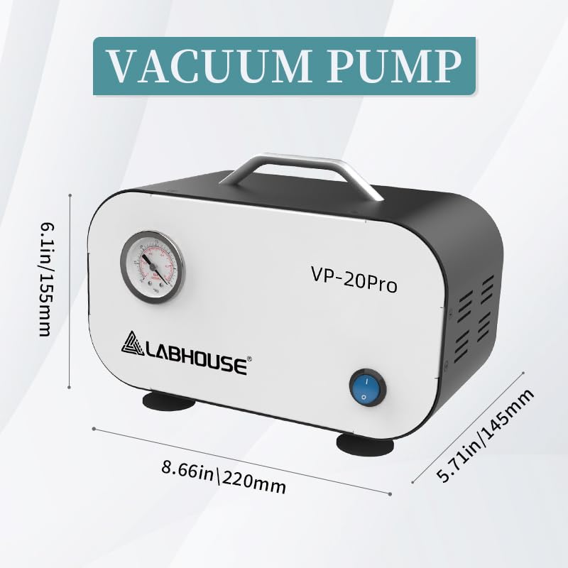 Lab Vacuum Filtration Pump VP-20PRO Negative Pressure Adjustable Diaphragm Oil Free 20L/min W/Rubber Tube for Laboratory