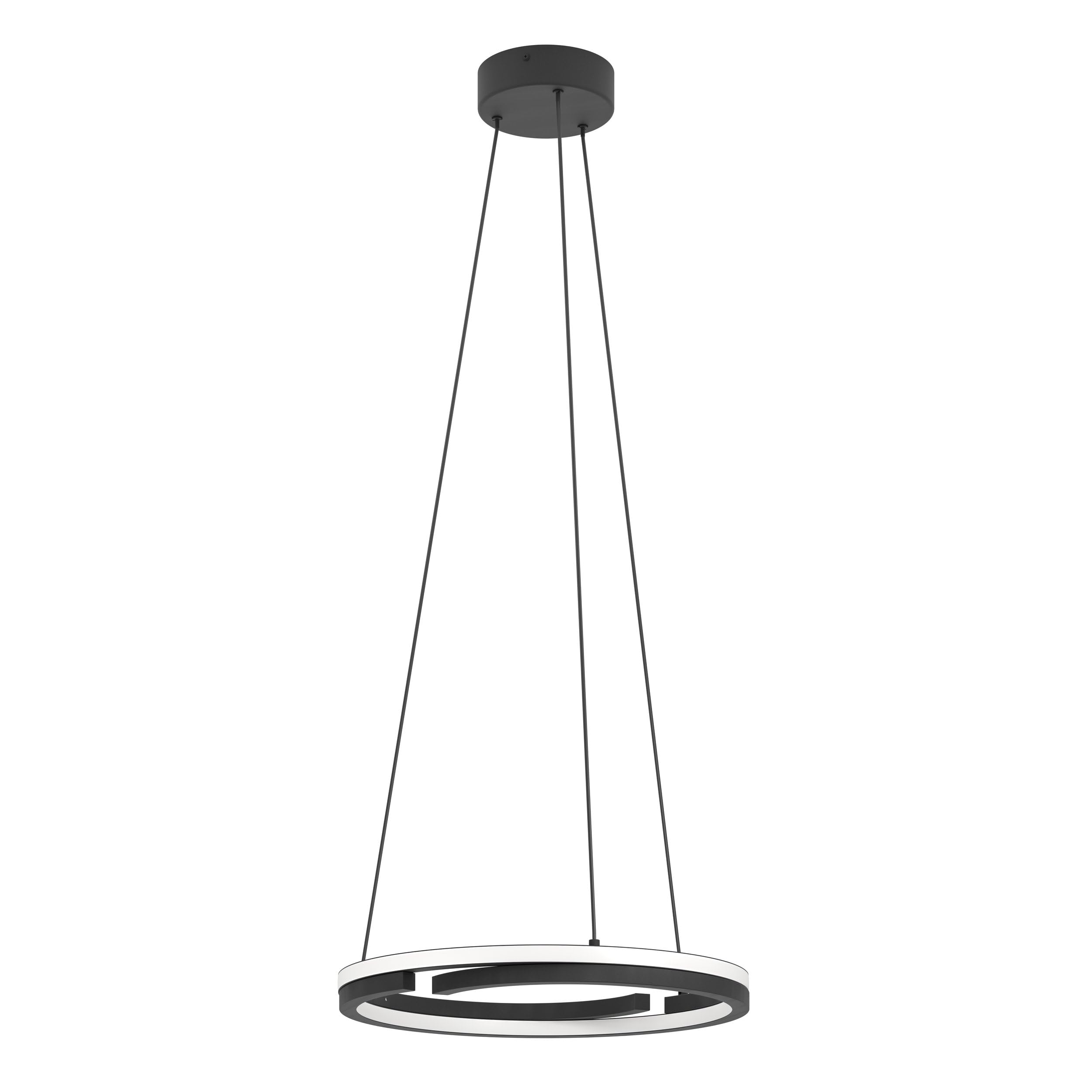 Eglo LED Pendant lamp Mezzomonte, dimmable Dining Table Light with Remote, Hanging Ceiling lamp, Metal Room Fixture in Black and White, Warm to Cool 4700 lumens