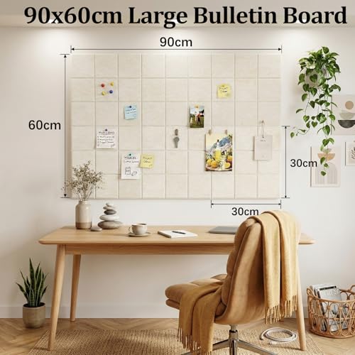 Uoisaiko Große Filz Pinnwand 90x60cm Selbstklebend 6 Stück Filzboard Memotafeln Memo Boards Bulletin Board Wanddekoration für Büro Küche, Fotos Memos mit Pinnnadeln & Holzklammern
