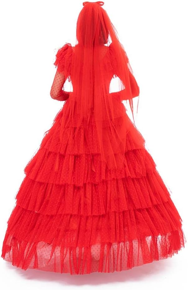 Lydia Bride Costume Plus Size Red Party Ball Gown Wedding Dress Halloween Cosplay for Women