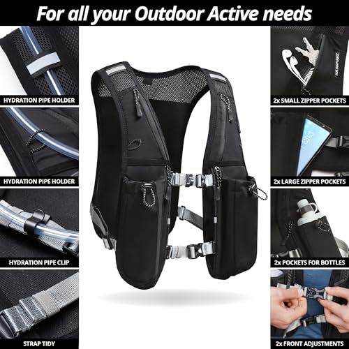 Running Hydration Vest for Women and Men. Reflective, 8 Pocket, Quick dry, Water-Resistant, Breathable, 1.5L - Image 2