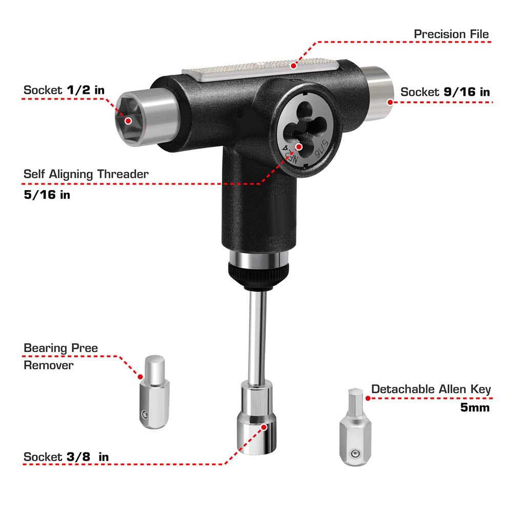 Tlilyy Skateboard Tool Roller Skate Scooter Réglage T-Wrench Long Board Fish Board Repair Tools Spanner Screwdriver