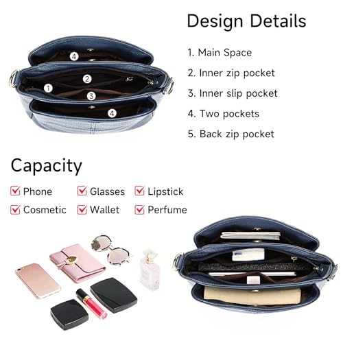 Image of Genuine Leather Women Shoulder Bag Small Crossbody Bags Purse Mini Casual Hobo Lady Handbags and Purses Messenger Satchel