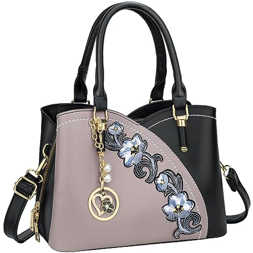 Image of KKXIU Triple Compartments Purses and Handbags for Women Fashion Ladies Satchel Shoulder Top Handle Bag