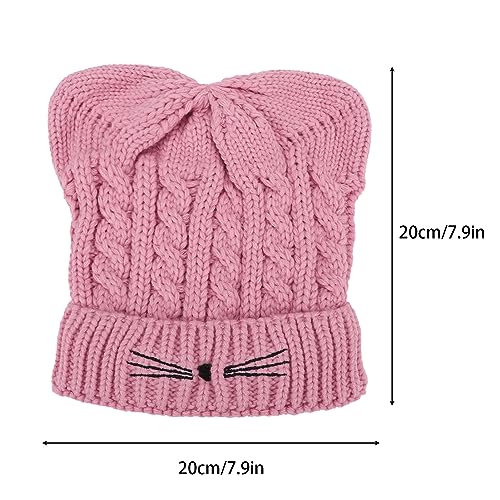 Women Girls Winter Sequin Cat Ears Hat Kids Warm Knit Crochet Beanie Cute Fashion Outdoor Snow Ski Skull Cap2