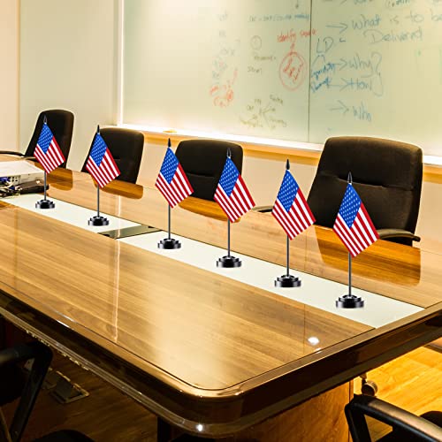 Tatuo 24 Pcs Usa American Desk Flag Us Table Flag Small Mini United States Desktop Flag With Stand Base For 4Th Of July Party Home Festival Celebration Decorations #TOP5