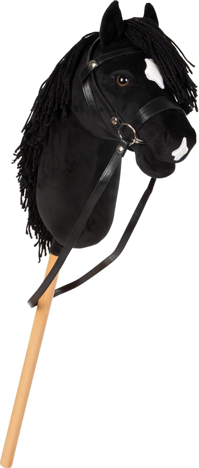Small Foot Hobby Horse Black "Eddie", Staff Horse, Headcollar, Bridle and Loin, from 3 years, 12716