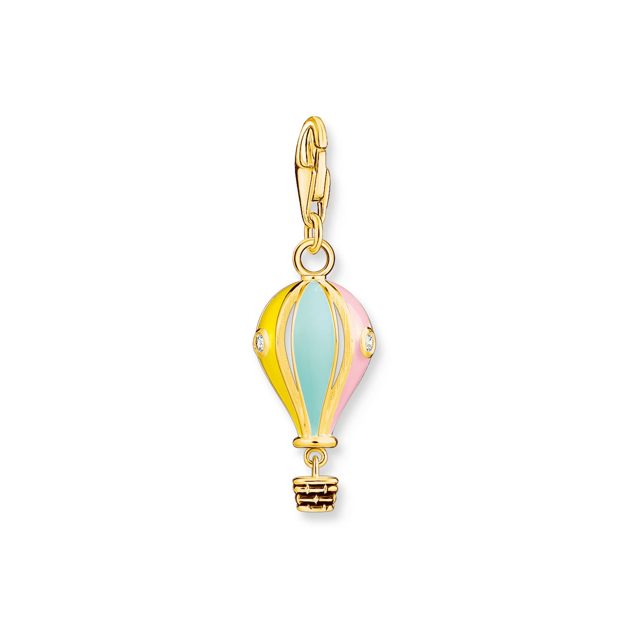 THOMAS SABO Ciondolo a forma di mongolfiera colorata in argento Sterling 925 placcato oro giallo 750 di alta qualità, dimensioni: 31 x 10 mm, 1922-565-7, misura unica, Argento sterling, Zirconia