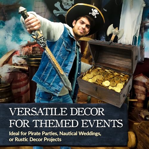 Nautical Cove Wooden Pirate Treasure Chest with Lock & Skeleton Key Medium by Nautical Cove - Used condition - Image 8