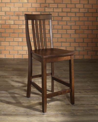 Crosley Furniture 3-Piece Pub Set with Tapered Leg Table and Schoolhouse Stools, Vintage Mahogany