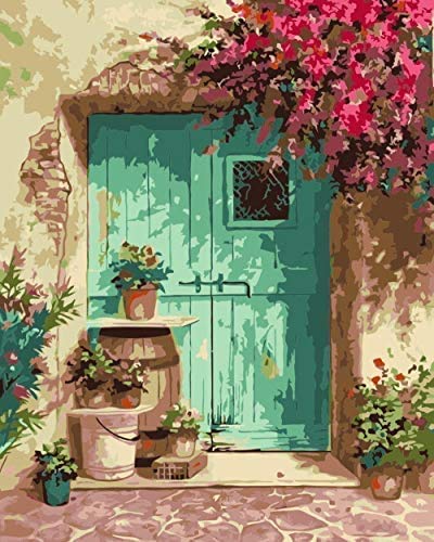 El Mejor Listado de Secciones y partes de marcos al mejor precio. 40 EUFJSDHF pintura por números Flor al lado de la puerta Arte pintado a mano Dibujo sobre lienzo Kits de imágenes DIY Decoración del hogar Regalo-40x50cm