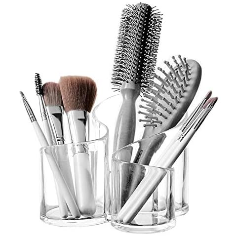 PMLAND Large Wavy Acrylic Makeup Brush and Cosmetic Holder Cover