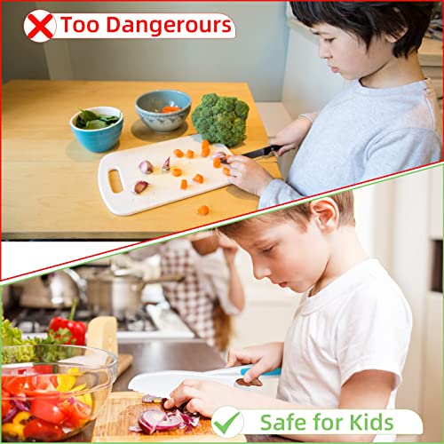مجموعة سكاكين للاطفال الصغار من ناوكيني، سكين مطبخ بلاستيكي امن للاطفال في 3 احجام مع قطاعة مجعدة ومقشرة على شكل حرف Y، سكين اطفال للطبخ الحقيقي لتقطيع الخبز والخضروات والفواكه والسلطة والكيك (5 قطع)