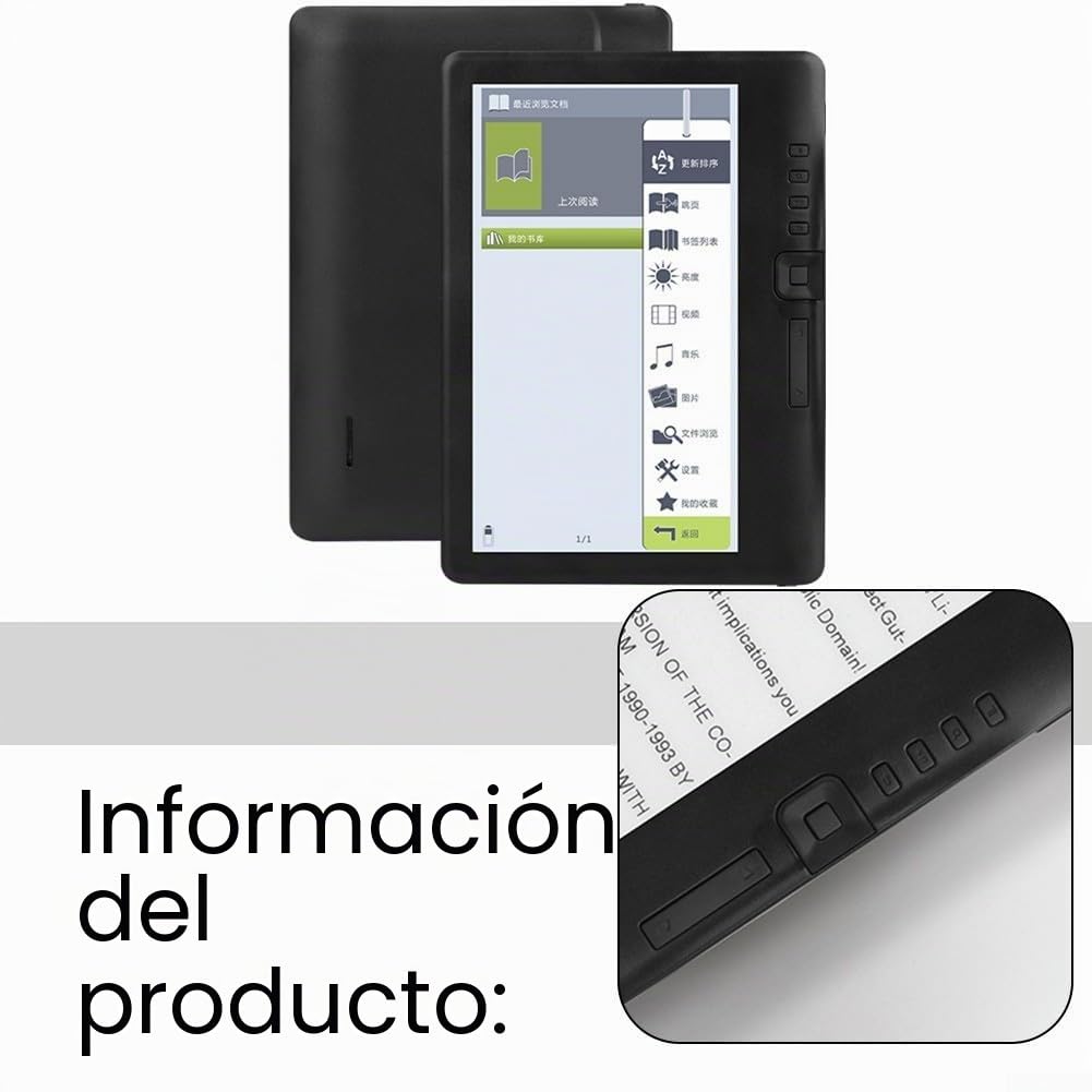 Lector de libros electrónicos portátil avanzado de 7 pulgadas con opciones personalizables y batería de larga duración para la lectura (512M + 4GB)