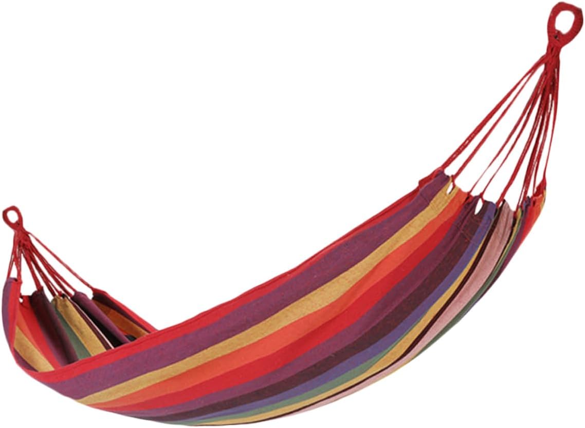 BESPORTBLE Canvas Single Hammock Stripes Portable Travel Hammock for Camping and Outdoor Leisure Lightweight Carry Bag for