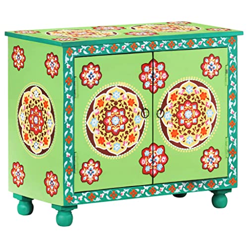 Inlife Hand Painted Sideboard Multicolor 27.6"X13.8"X23.6" Solid Mango Wood #TOP17