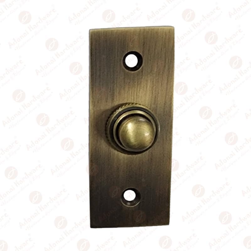 Adonai Hardware Rectangular Victorian Brass Bell Push or Door Bell or Push Button - Antique Brass