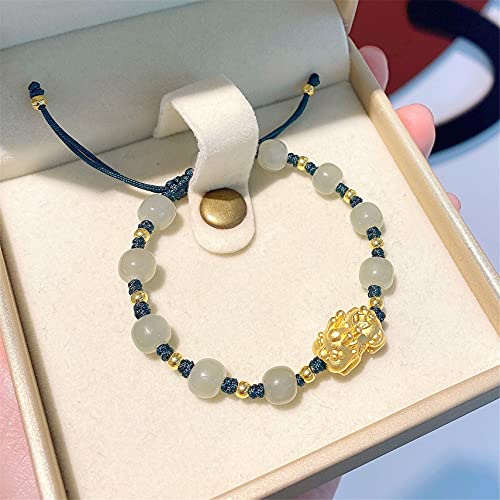 Cadeau bijoux de chance avec ce bracelet en jade de Hetian et fil rouge