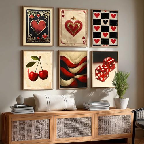 Image of kotart - Poker Theme Wall Paintings For Hanging Home Decor Frame | Poster With Frames living Room Bedroom Set of 6 (14X20 Inch, F)