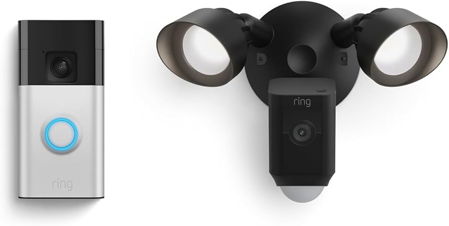 Ring Battery Doorbell Satin Nickel + Ring Floodlight Cam Plus