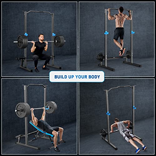 Jx Fitness Squat Rack Power Cage With Pull Up Bar,Adjustable Power Rack Exercise Squat Stand With Barbell Holder Weight Plate Storage Pegs,Weight Lifting Workout Station For Home Gym #TOP5