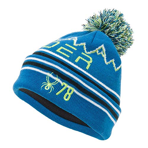 Bonnet de ski enfant Spyder ICEBOX bleu bonnet pompon hiver chaud pour garçon fille
