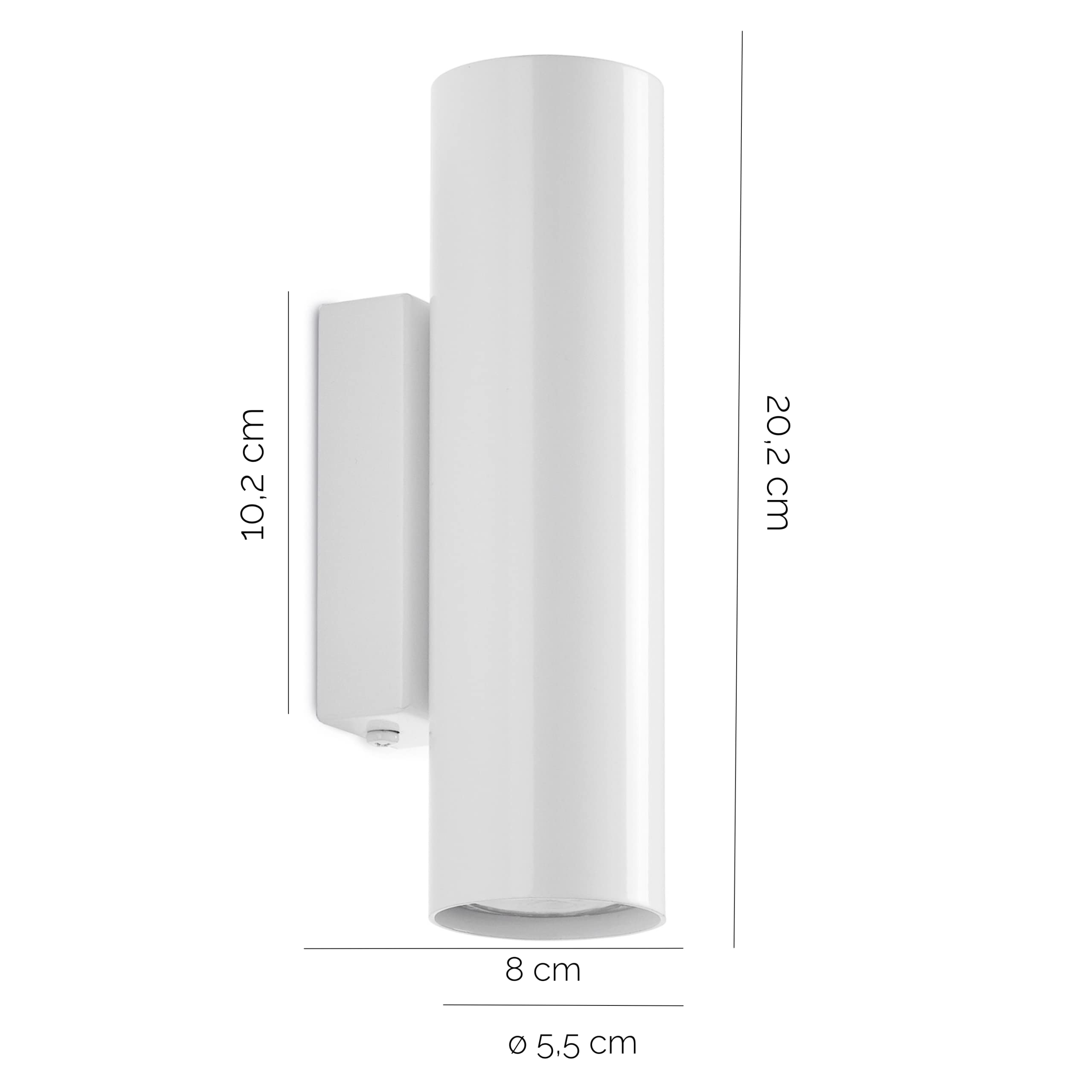 Aplique de pared TANIA blanco 2xGU10 (H.20,2cm). Aplique minimalista y moderno ideal para pasillos, dormitorios, recepciones y salón de estar.