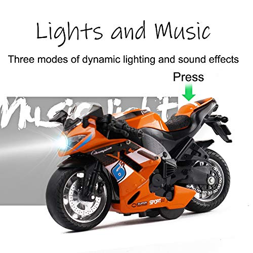 image for Gilumza Pull Back Vehicles Race Motorcycle Toys, Friction Powered Die 