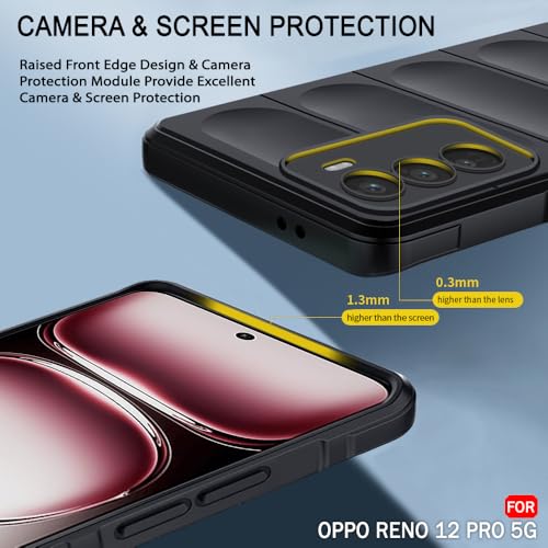 Image of TheGiftKart Liquid Silicon Back Cover Case for Oppo Reno 12 Pro 5G | ShockProof Military Grade Protection | Micro-Fibre Cloth On Inner Side | Anti-Slip Grip Oppo Reno 12 Pro 5G Back Cover (TPU, Black)