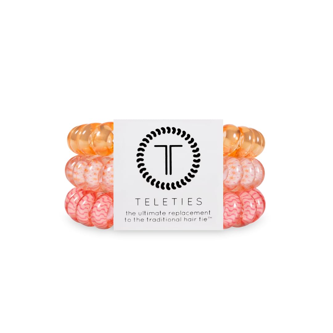 TELETIES - Large Spiral Hair Coils - Spring Collection - Ponytail Holder Hair Ties for Women - Phone Cord Hair Ties - Strong Grip, No Rip, Water