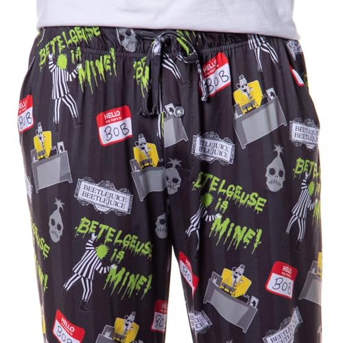 INTIMO Beetlejuice Betelgeuse Men's Tossed Print Sleep Pajama Lounge Pants For Adults3