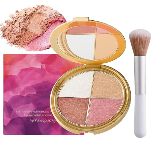 4-In-1 Eye & Cheek Palette Blush Highlighter with 1 PCS Brush