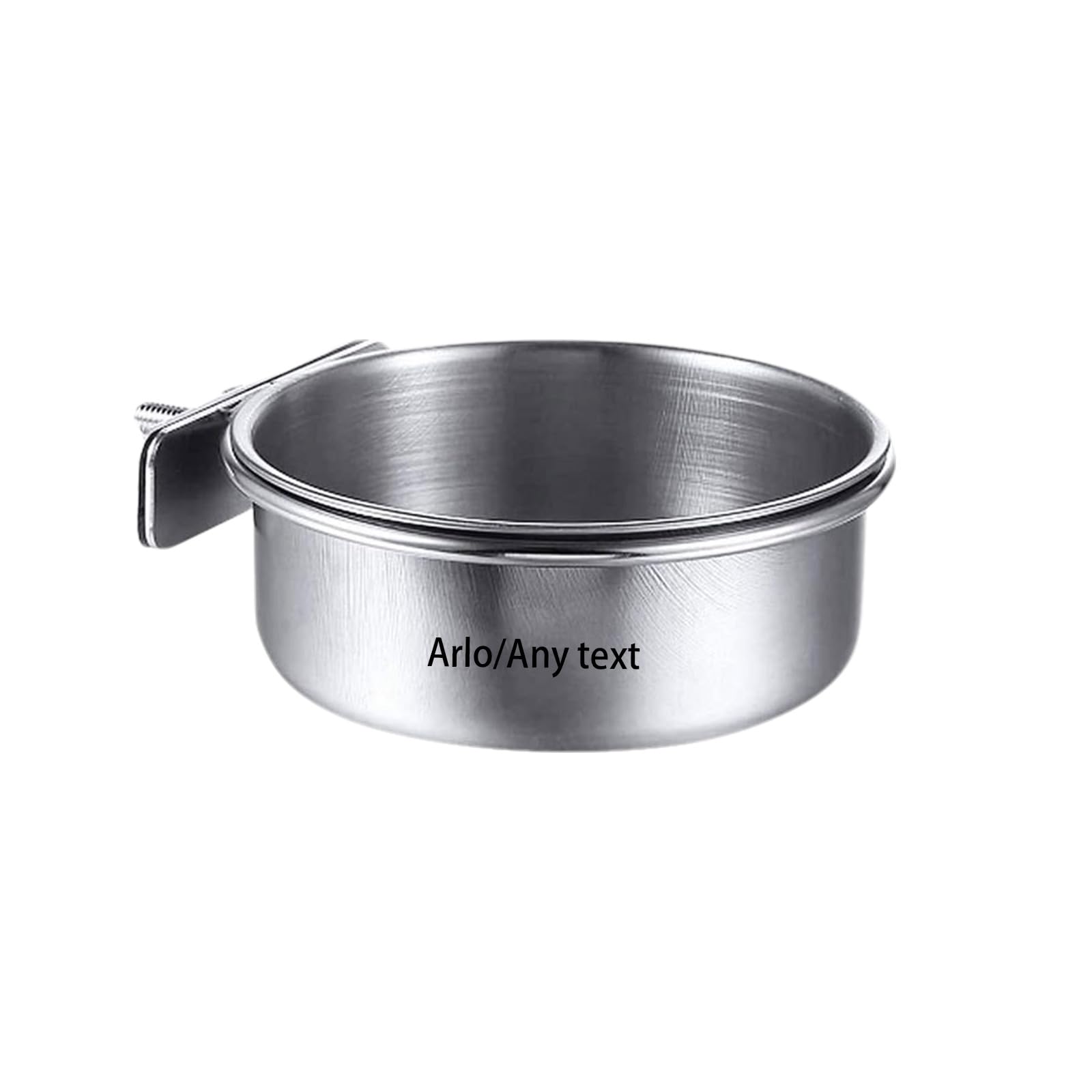 Personalised Bird Feeding Dish Cups with name or any text, Stainless Steel Parrot Food Bowls Bird Cage with Clamp Holder for Bird Budgie Chinchilla,Bird Feeders (1, Diameter 12CM)