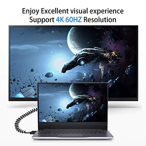 Image of Duttek Micro HDMI to Standard HDMI Coiled Cable, Extreme Slim Right Angled Male to Male for 1080P, 4K, Ultra HD, 3D (1.2M /4FT)