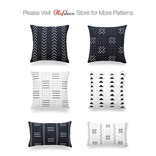Hofdeco Mudcloth Faux Leather Pillow Covers Only, Black White Camel Stripes, 18"X18", Set Of 4 #TOP6