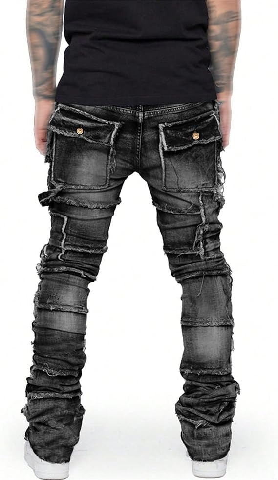 Maiyifu-GJ Men's Ripped Distressed Biker Jeans Slim Fit Straight Leg Denim Pants Fashion Stretch Skinny Jeans for Men2